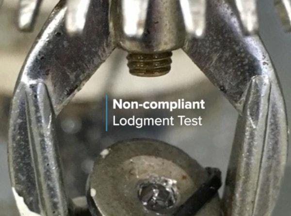 Lodgment test on uncertified fire sprinkler