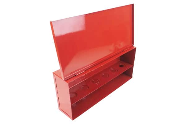 Red fire sprinkler head cabinet