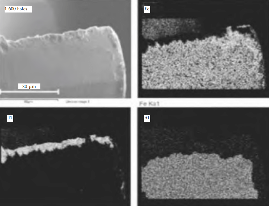 Fig.17 The flank of Al₂O₃ coated micro-drill after 1 600 holes drilling