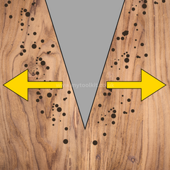 A graphic showing how pointed nails split wood fibres