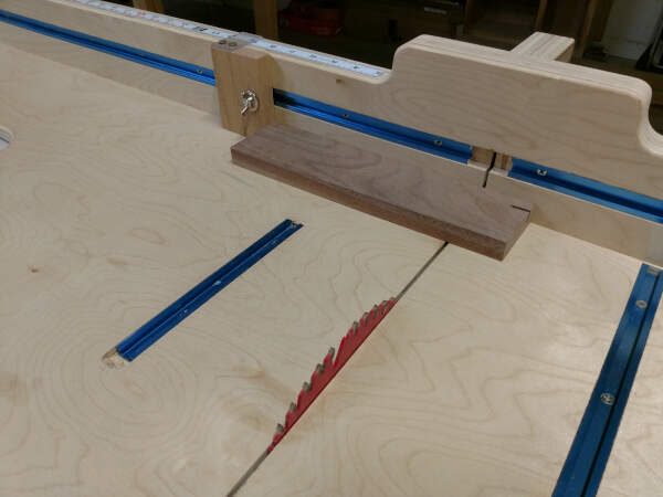 stop block on a table saw sled