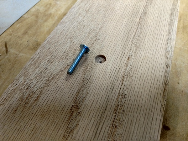 Countersunk Drawer Pull bolt hole