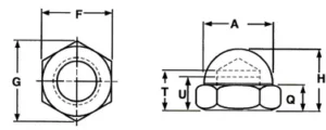 Cap Nut Dimensions