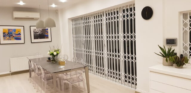 retractable security grilles installed in house. 