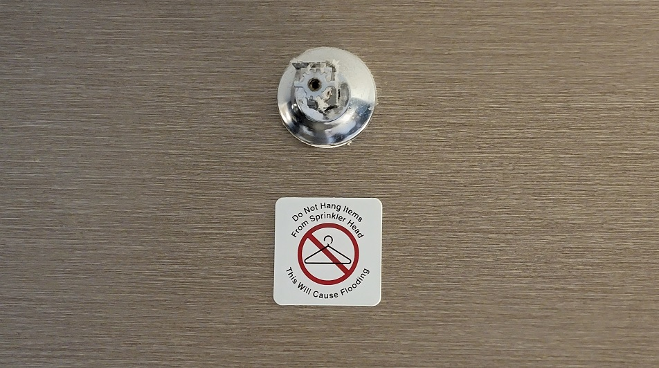 do not hang items from sprinkler head