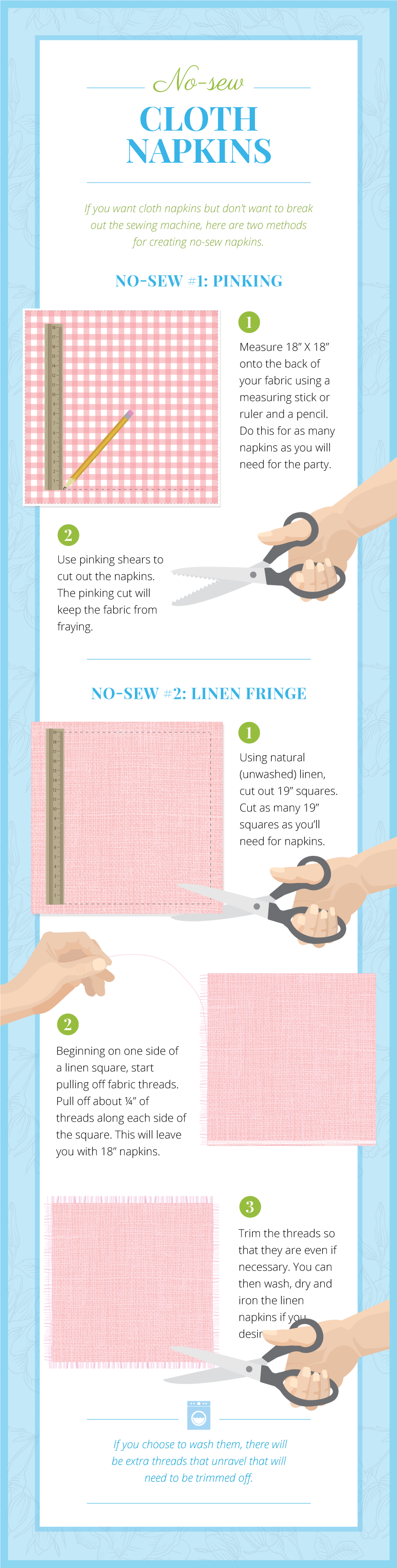 No Sew Cloth Napkins - How to Throw an English Garden Party